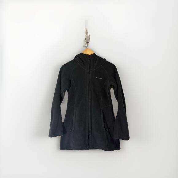 Columbia Women’s XS Black Benton Springs II Long Fleece Hooded Jacket Coat - Picture 1 of 11